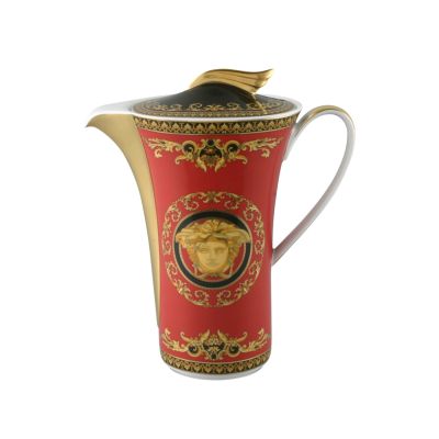 Rosenthal – Versace / Medusa / caffettiera / porcellana / rosso, oro e nero