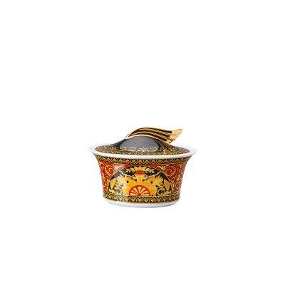 Rosenthal – Versace / Medusa / zuccheriera / porcellana / rosso, oro e nero