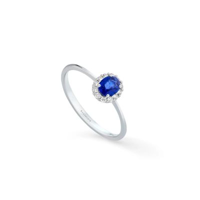 Buonocore / Forever / anello / oro bianco, zaffiro blu e diamanti bianchi