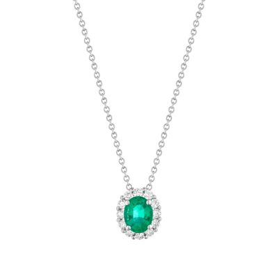 Buonocore / Forever / collana con pendente / oro bianco, smeraldo e diamanti bianchi