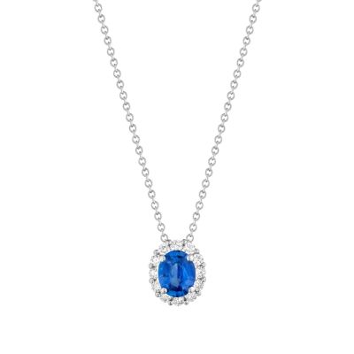 Buonocore / Forever / collana con pendente / oro bianco, zaffiro blu e diamanti bianchi