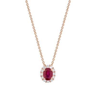 Buonocore / Forever / collana con pendente / oro rosa, rubino e diamanti bianchi