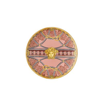 Rosenthal – Versace / La Scala del Palazzo / piatto piano 17 cm / porcellana / rosa, oro, grigio, bianco