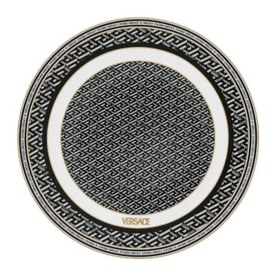 Rosenthal – Versace / La Greca Signature Black / piatto segnaposto 33 cm / porcellana / nero, bianco, dorato