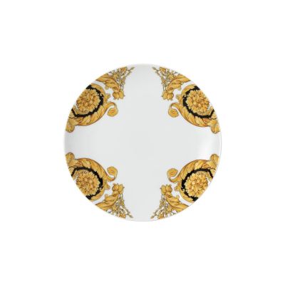 Rosenthal – Versace / Barocco 92 / piatto piano 21 cm / porcellana / bianco, dorato e nero