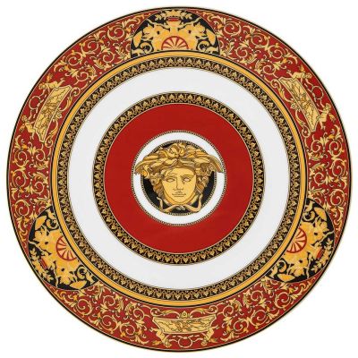 Rosenthal – Versace / Medusa / piatto segnaposto 33 cm / porcellana / rosso, oro, nero, bianco