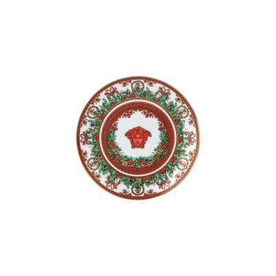 Rosenthal – Versace / I Love Baroque Holiday / piatto piano 17 cm / porcellana / bianco, rosso, verde