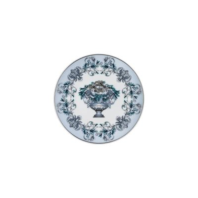 Rosenthal – Versace / La Coupe des Dieux Holiday / piatto piano 17 cm / porcellana / bianco, lilla, viola e verde