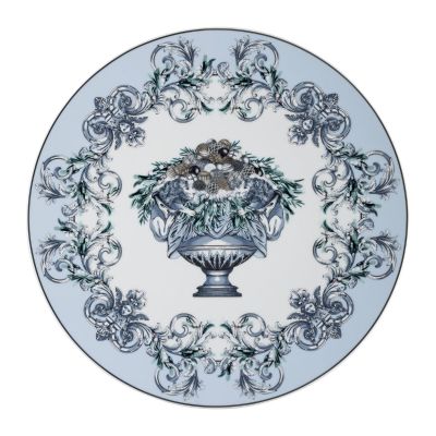 Rosenthal – Versace / La Coupe des Dieux Holiday / piatto di Natale 33 cm / porcellana / bianco, lilla, viola e verde