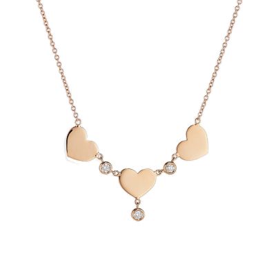Crivelli / girocollo cuori / oro rosa e diamanti