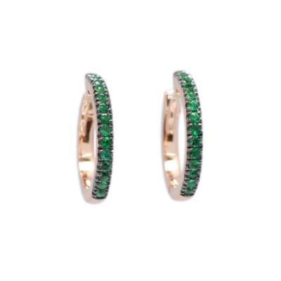 Buonocore / orecchini a cerchio Hoops / oro rosa e smeraldi