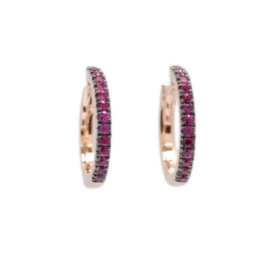 Buonocore / orecchini a cerchio Hoops / oro rosa e rubini