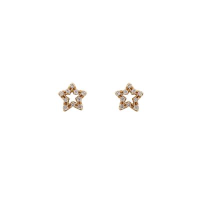 Crivelli / orecchini stellina medi / oro rosa e diamanti