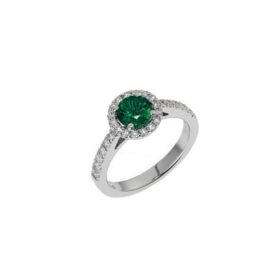 Crivelli / anello / oro bianco, diamanti e smeraldo