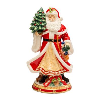 Palais Royal / Santa Claus / Statua Babbo Natale con Albero e Soldatino 34 cm / ceramica dipinta a mano