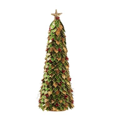 Palais Royal / Foglie Preziose / Albero di Natale 92 cm / foglie in madreperla verdi e dorate dipinte a mano