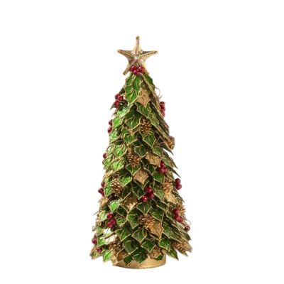 Palais Royal / Foglie Preziose / Albero di Natale 61 cm / foglie in madreperla verdi e dorate dipinte a mano