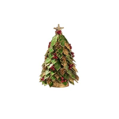 Palais Royal / Foglie Preziose / Albero di Natale 41 cm / foglie in madreperla verdi e dorate dipinte a mano