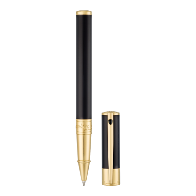 Dupont / D-Initial / penna roller / lacca naturale nera, finitura dorata
