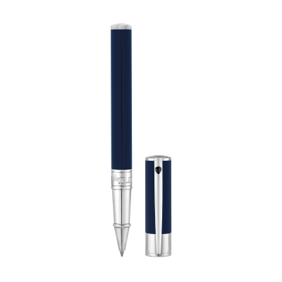 Dupont / D-Initial / penna roller / lacca naturale blu, finitura cromata