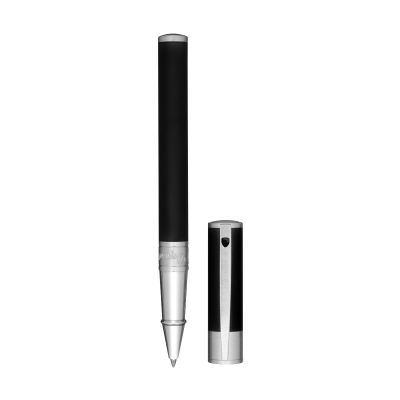 Dupont / D-Initial / penna roller / lacca nera opaca, finitura cromata
