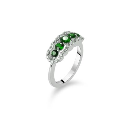 Crivelli / anello / oro bianco, diamanti e smeraldi
