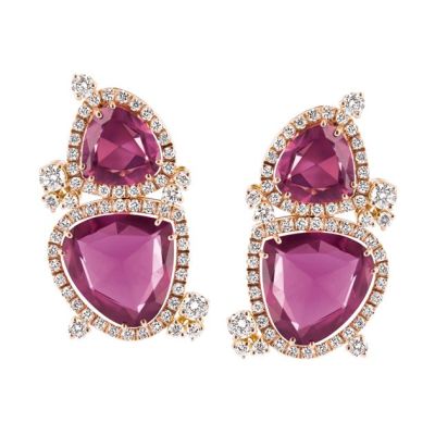 Chantecler / Divina / orecchini 2 pietre / oro rosa, diamanti e tormalina rossa