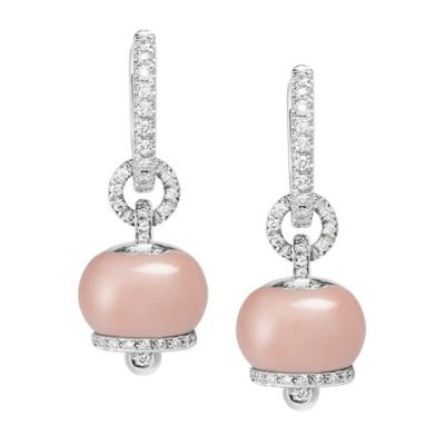 Chantecler / Campanelle / orecchini piccoli / oro bianco, diamanti e corallo rosa
