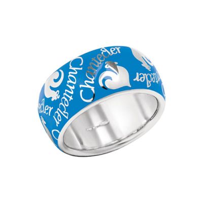 Chantecler / Et Voilà / anello fascia media / argento e smalto azzurro 