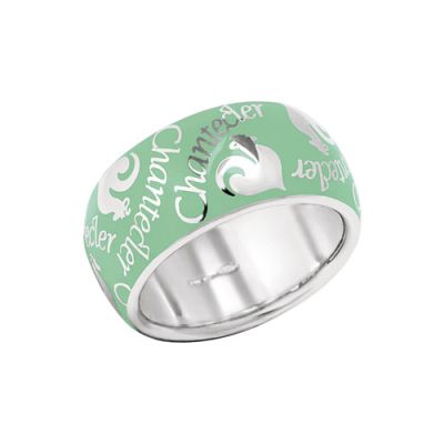Chantecler / Et Voilà / anello fascia media / argento e smalto verde pastello 