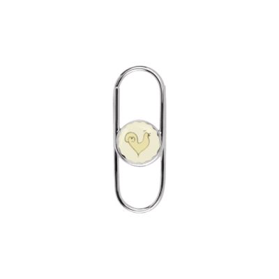 Chantecler / fermasoldi / argento e smalto bianco