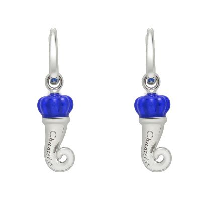 Chantecler / Et Voilà / orecchini cornetto mini / argento e testa in smalto blu majorelle