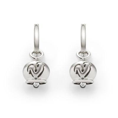 Chantecler / orecchini campanella piccoli / oro bianco e diamante nel batacchio