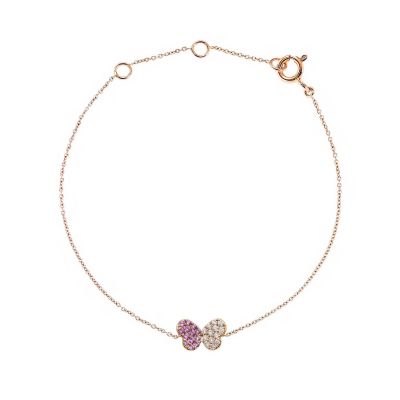 Crivelli / bracciale farfalla / oro rosa, diamanti e zaffiri rosa