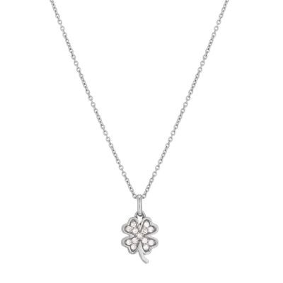 Crivelli / collana con pendente quadrifoglio / oro bianco e diamanti
