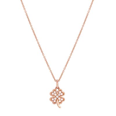 Crivelli / collana con pendente quadrifoglio / oro rosa e diamanti