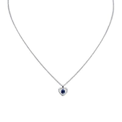 Crivelli / collana cuore / oro bianco, diamanti e zaffiro