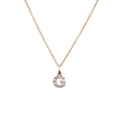 Crivelli / collana girocollo con lettera G / oro rosa e diamanti