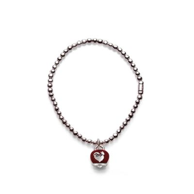 Chantecler / Et Voilà / bracciale pallinato con campanella micro / argento e smalto rosso / misura M