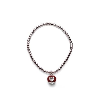 Chantecler / Et Voilà / bracciale pallinato con campanella micro / argento e smalto rosso / misura S