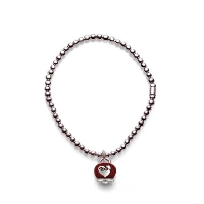 Chantecler / Et Voilà / bracciale pallinato con campanella micro / argento e smalto rosso / misura L