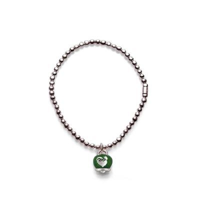 Chantecler / Et Voilà / bracciale pallinato con campanella micro / argento e smalto verde / misura M