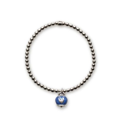 Chantecler / Et Voilà / bracciale pallinato con campanella micro / argento e smalto blu / misura L