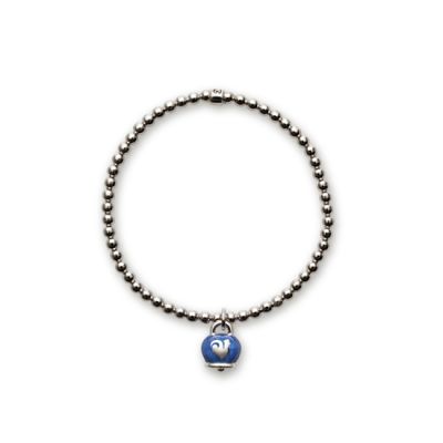 Chantecler / Et Voilà / bracciale pallinato con campanella micro / argento e smalto blu / misura M