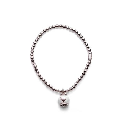 Chantecler / Et Voilà / bracciale pallinato con campanella micro / argento e smalto bianco / misura M