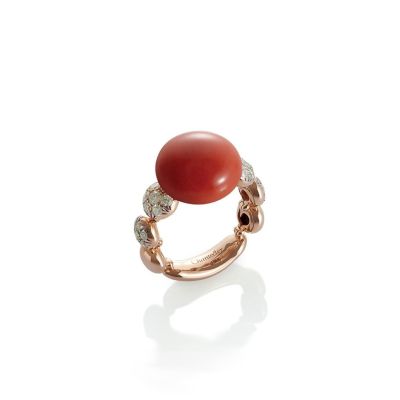 Chantecler / Bon Bon / anello / oro rosa, diamanti e corallo rosso