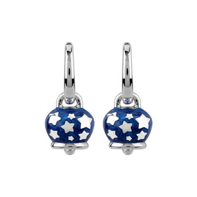 Chantecler / Et Voilà / orecchini campanella micro con stelline / argento e smalto blu perlato