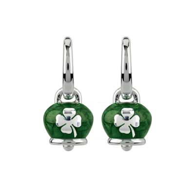 Chantecler / Et Voilà L'Amour / orecchini campanella micro con quadrifogli / argento e smalto verde perlato