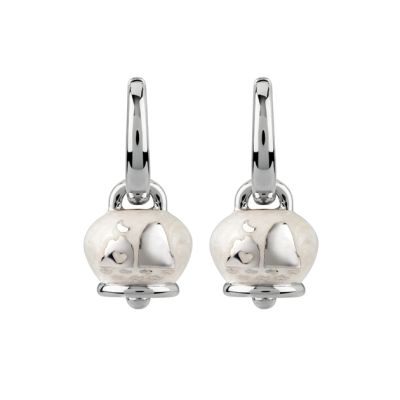 Chantecler / Et Voilà / orecchini campanella micro con faraglioni / argento e smalto bianco perlato