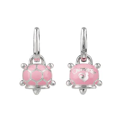 Chantecler / Et Voilà / orecchini campanella tartaruga piccoli / argento, smalto rosa e diamanti